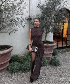 Caramel dress in dark brown